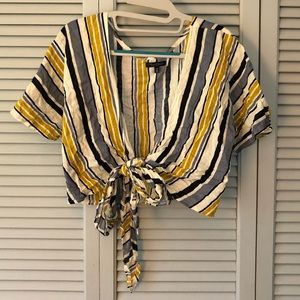 Princess polly striped tie cropped shirt